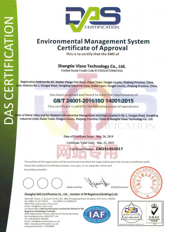 环境管理体系认证证书(英文版)